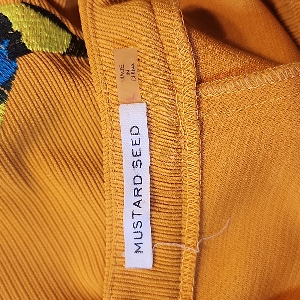 Mustard Seed Yellow Embroidered Bird Crop Top - Picture 10 of 12